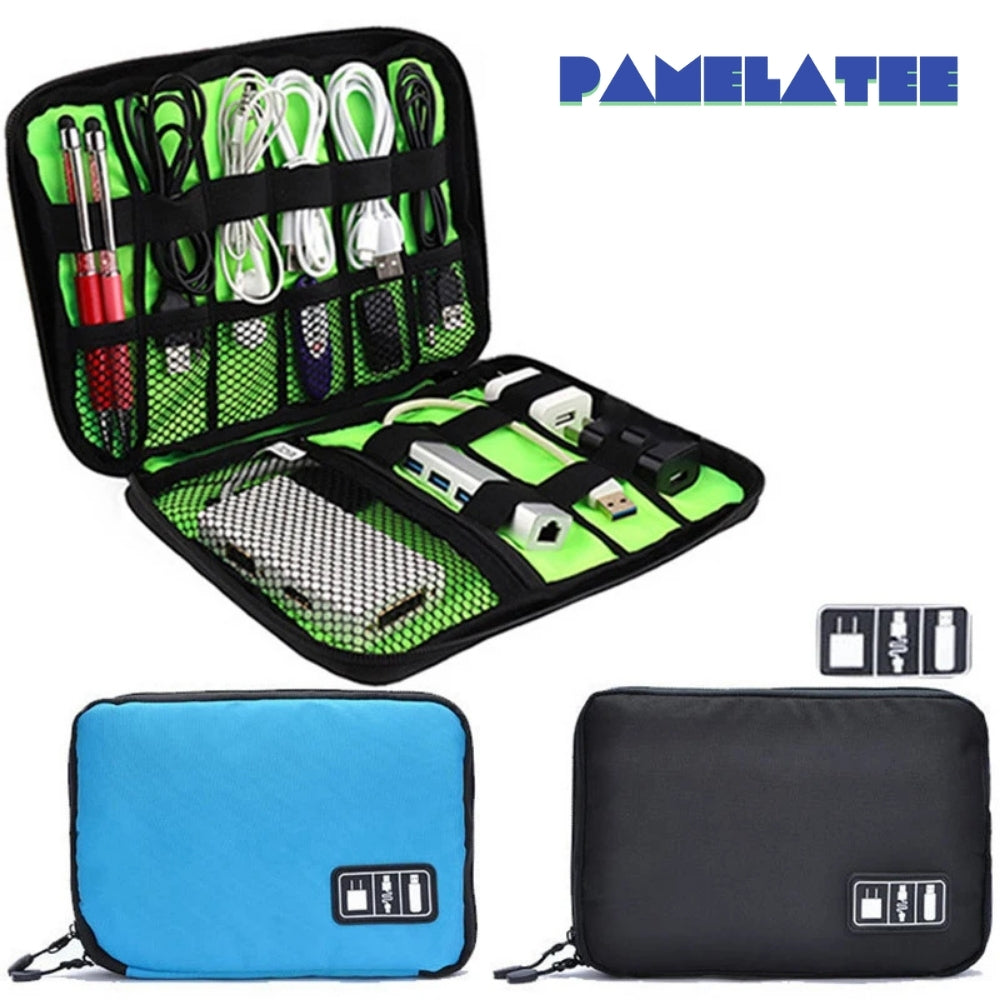 Travel Cable Organizer Case for USB, Earphones, Power Bank, and Gadgets