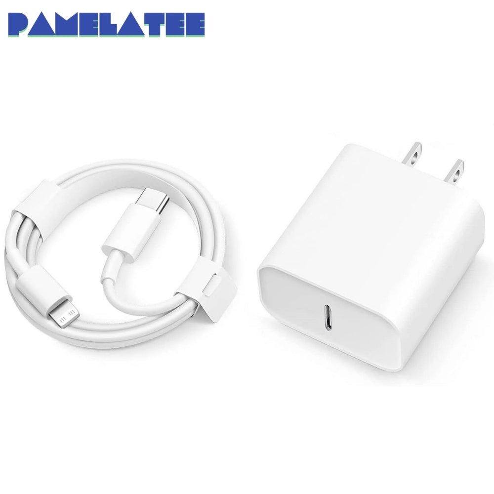 PD 20W Fast Charging US Charger Plug with 1M/3FT Cable for iPhone iPad