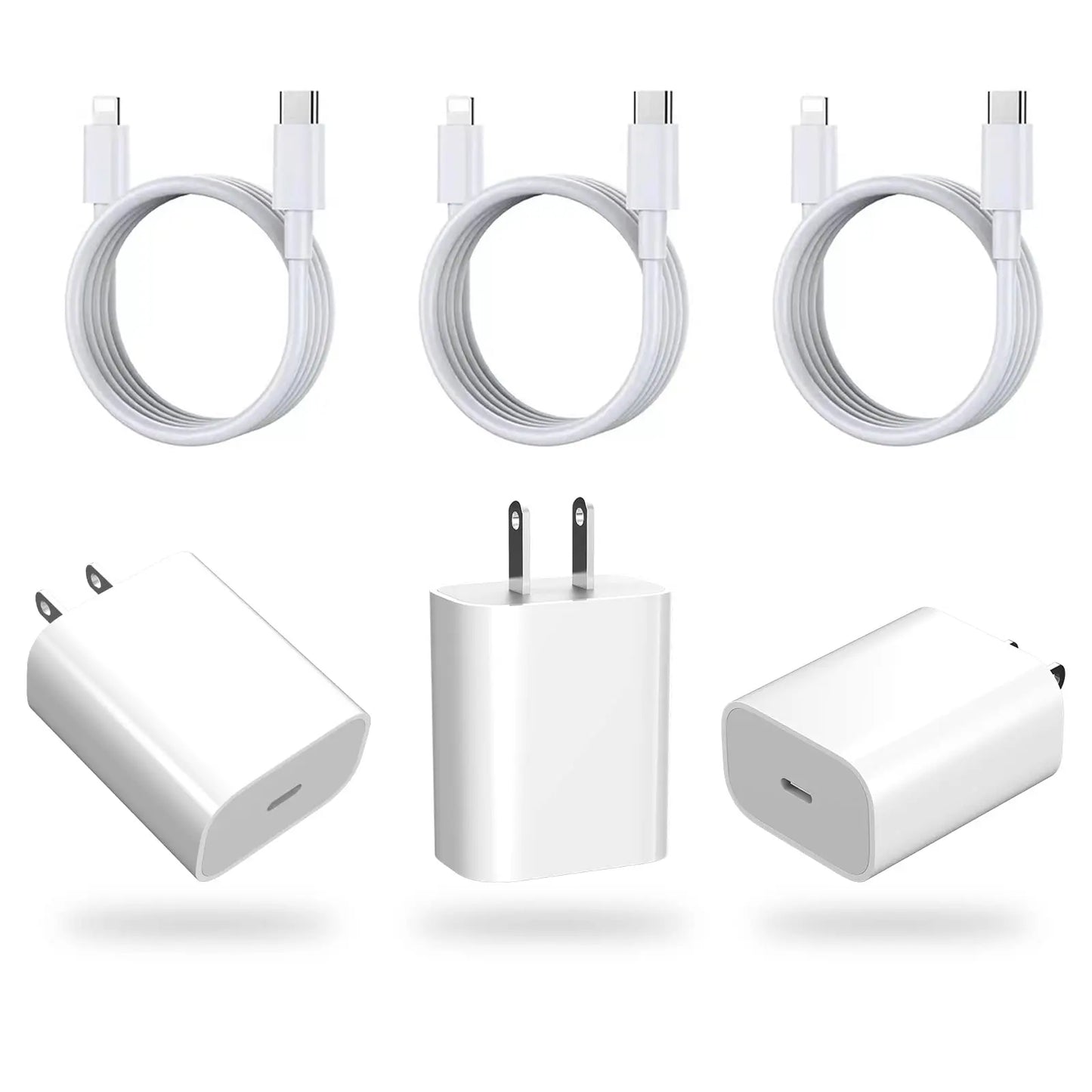 PD 20W Fast Charging US Charger Plug with 1M/3FT Cable for iPhone iPad