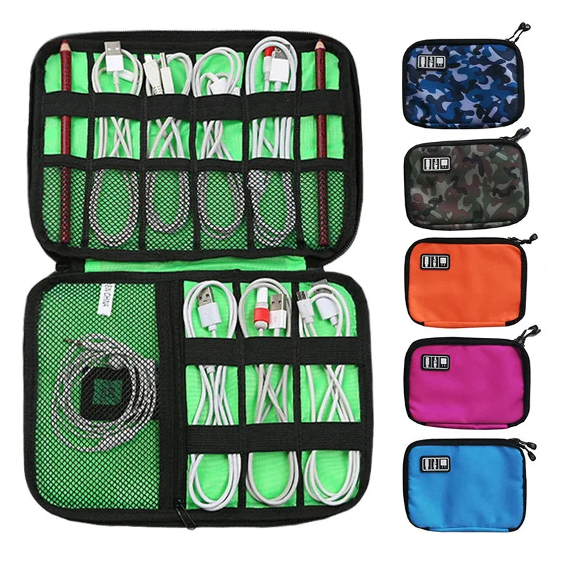 Travel Cable Organizer Case for USB, Earphones, Power Bank, and Gadgets