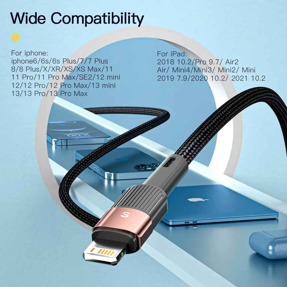 Essager Fast Charging USB Cable for iPhone 5 to 13 Pro Max, 2.4A Charger Cord