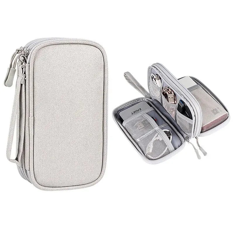 Portable Waterproof Travel Organizer Bag with Double-Layer Cable Storage