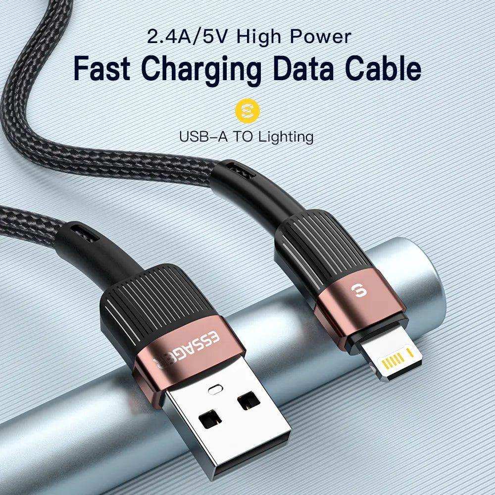 Essager Fast Charging USB Cable for iPhone 5 to 13 Pro Max, 2.4A Charger Cord