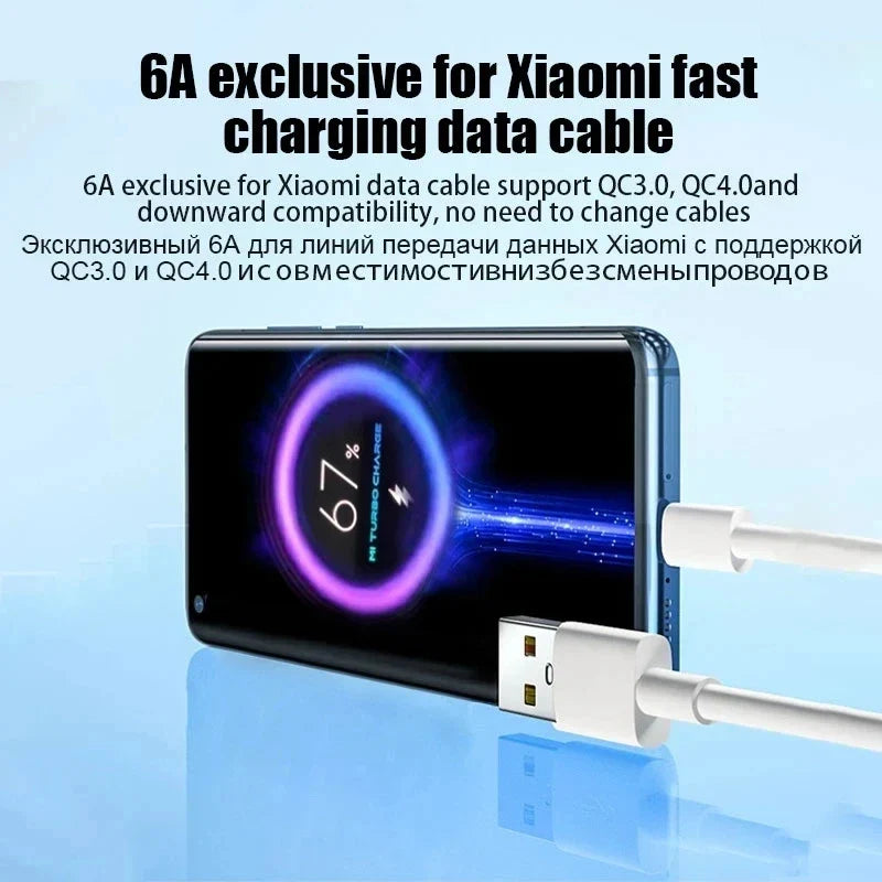 67W Ultra Fast US Plug Charger for Xiaomi 10T-13T & POCO X4-X5 with Type-C Cable