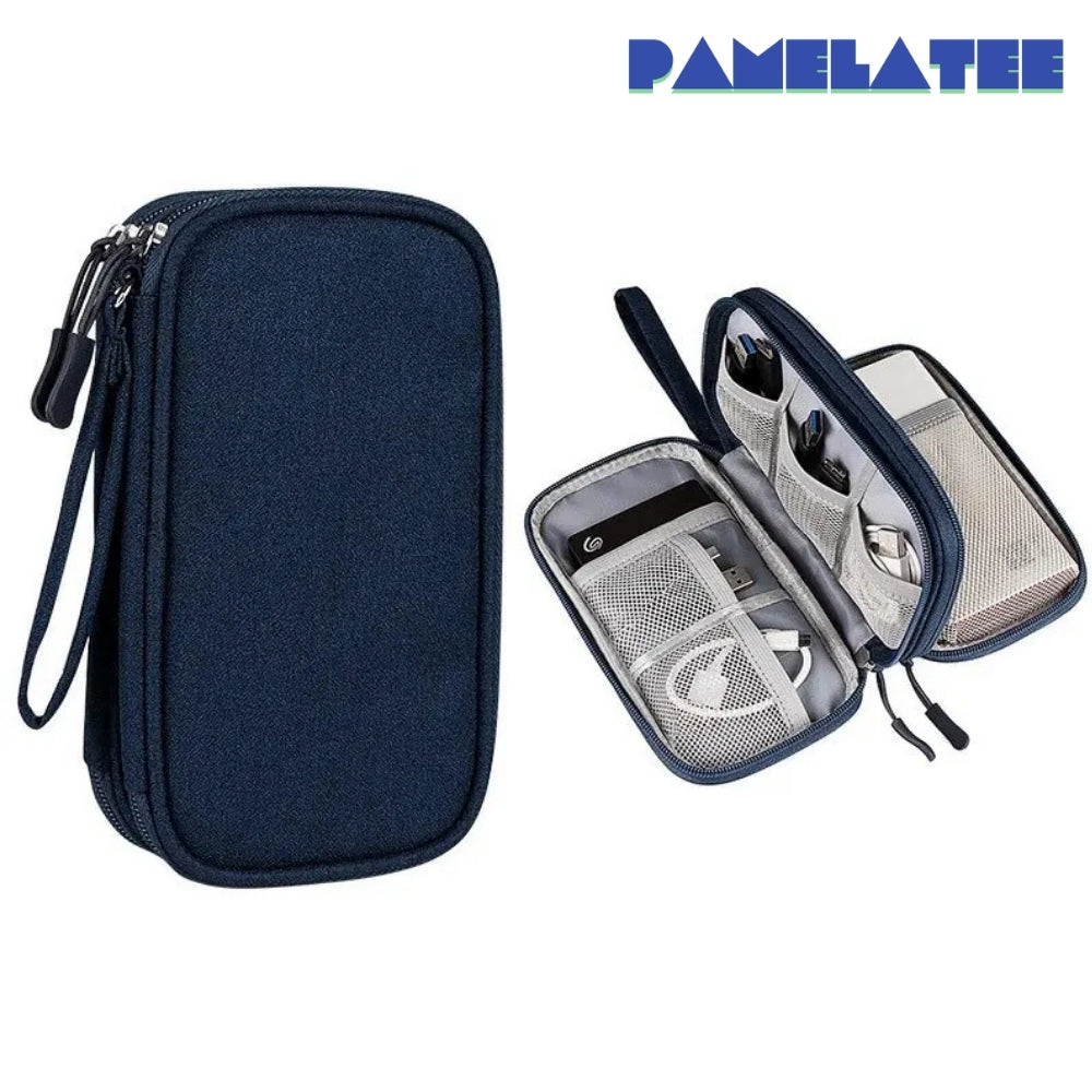 Portable Waterproof Travel Organizer Bag with Double-Layer Cable Storage