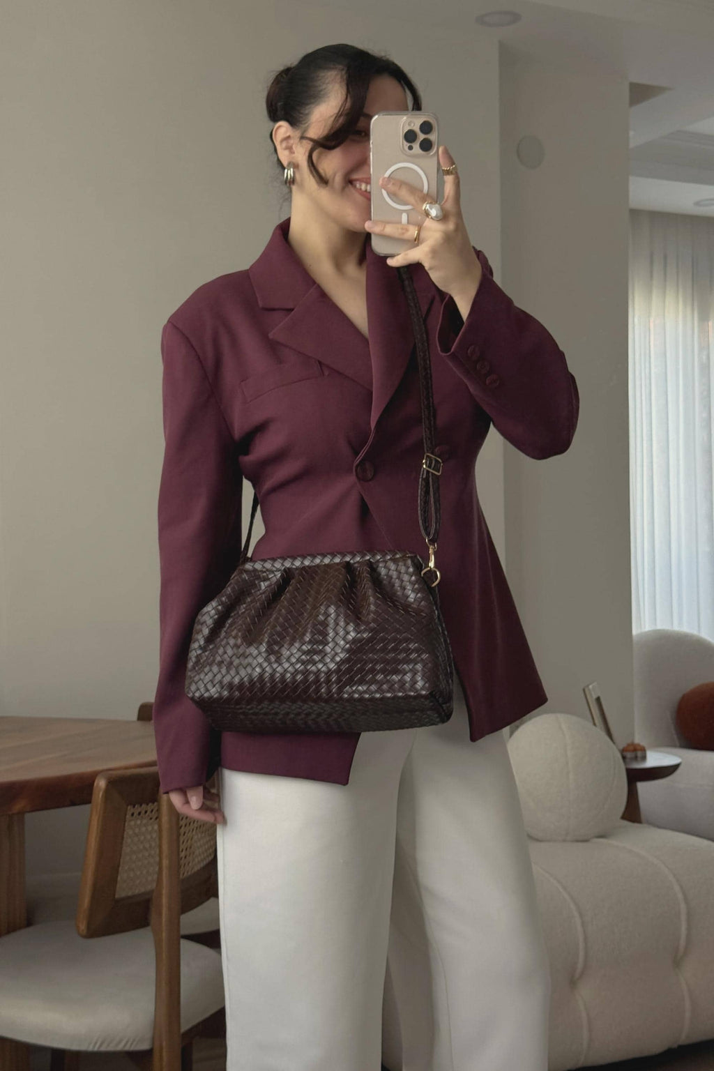 Vintage Leather Woven Trendy Dumpling Crossbody Bag