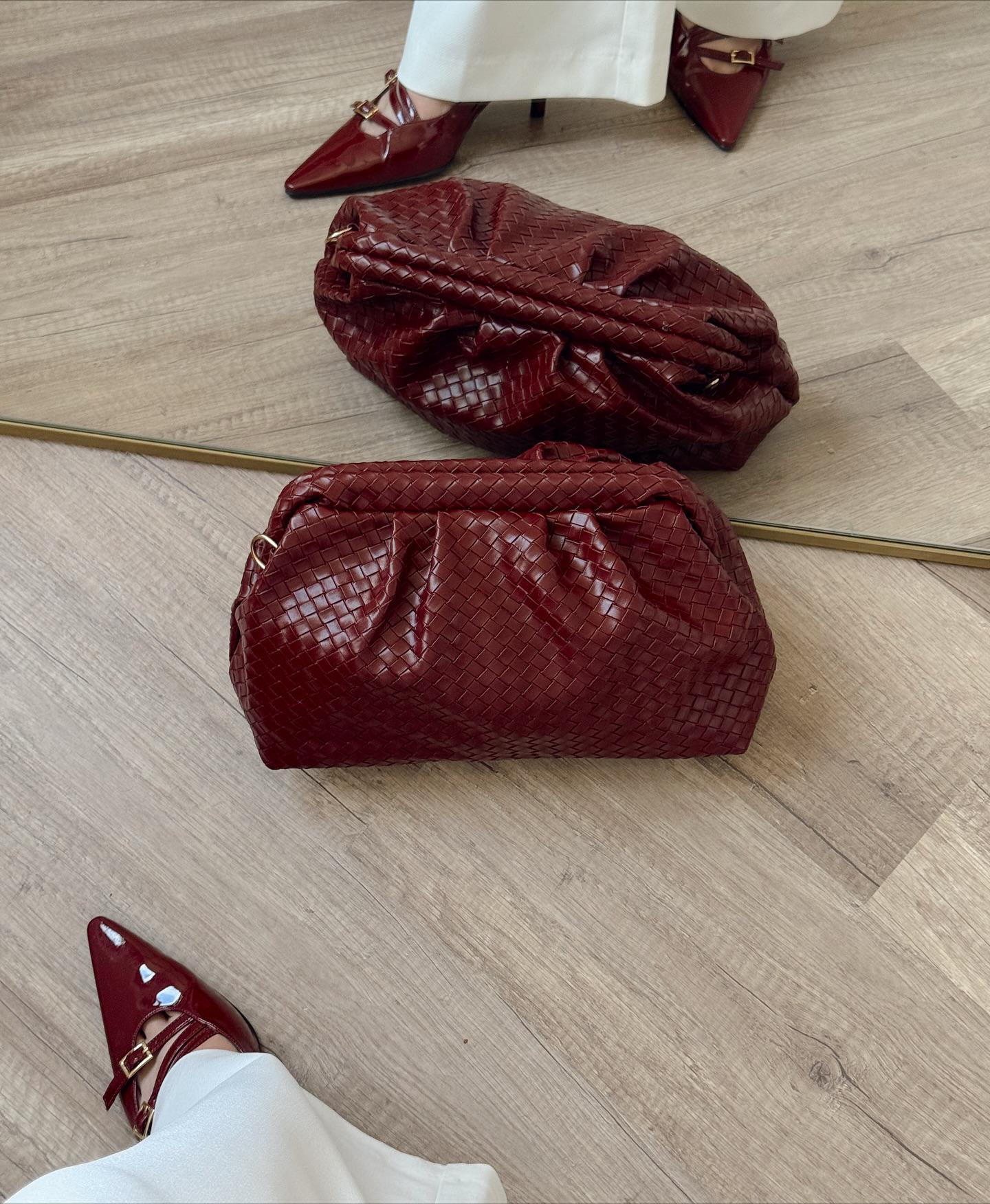 Vintage Leather Woven Trendy Dumpling Crossbody Bag