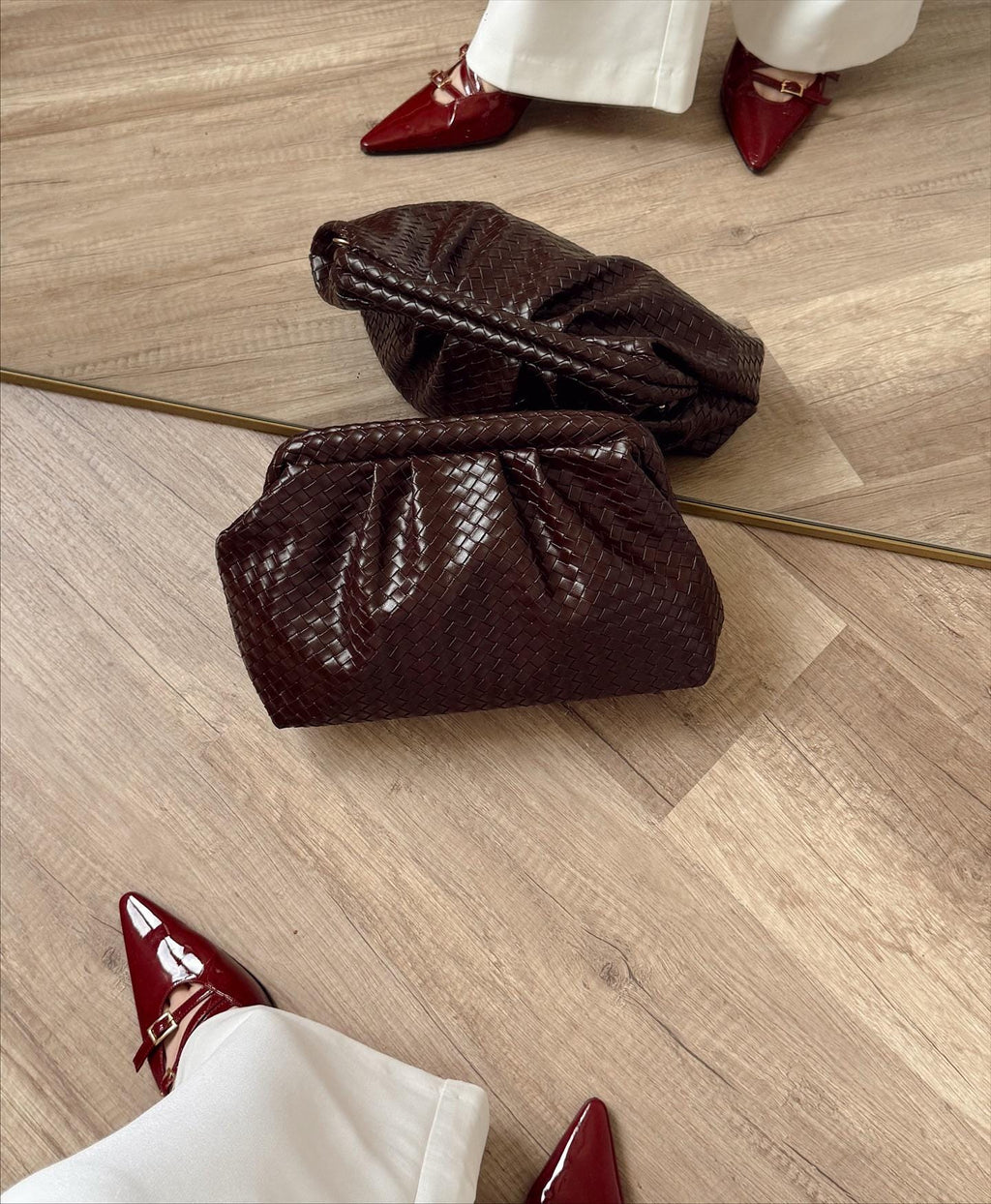 Vintage Leather Woven Trendy Dumpling Crossbody Bag