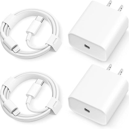PD 20W Fast Charging US Charger Plug with 1M/3FT Cable for iPhone iPad