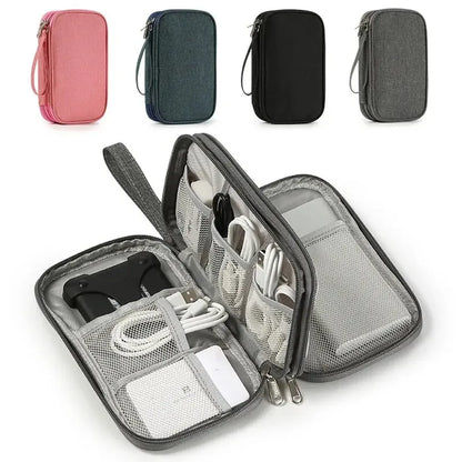 Portable Waterproof Travel Organizer Bag with Double-Layer Cable Storage