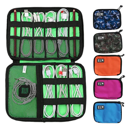 Travel Cable Organizer Case for USB, Earphones, Power Bank, and Gadgets
