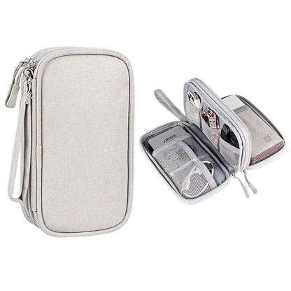 Portable Waterproof Travel Organizer Bag with Double-Layer Cable Storage