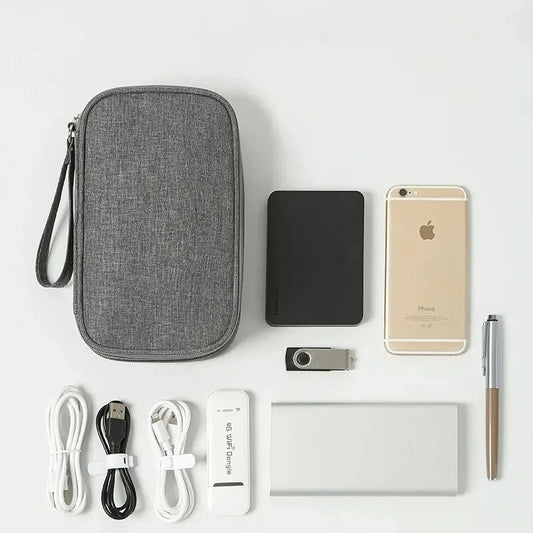 Portable Waterproof Travel Organizer Bag with Double-Layer Cable Storage
