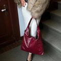 Woven Leather Hobo Shoulder Bag
