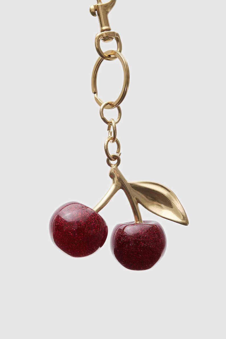 Handmade Cherry Bag Charm Keychain