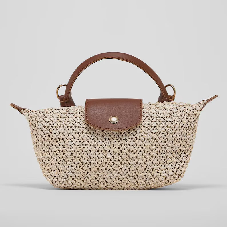 Woven Raffia Convertible Mini Bag
