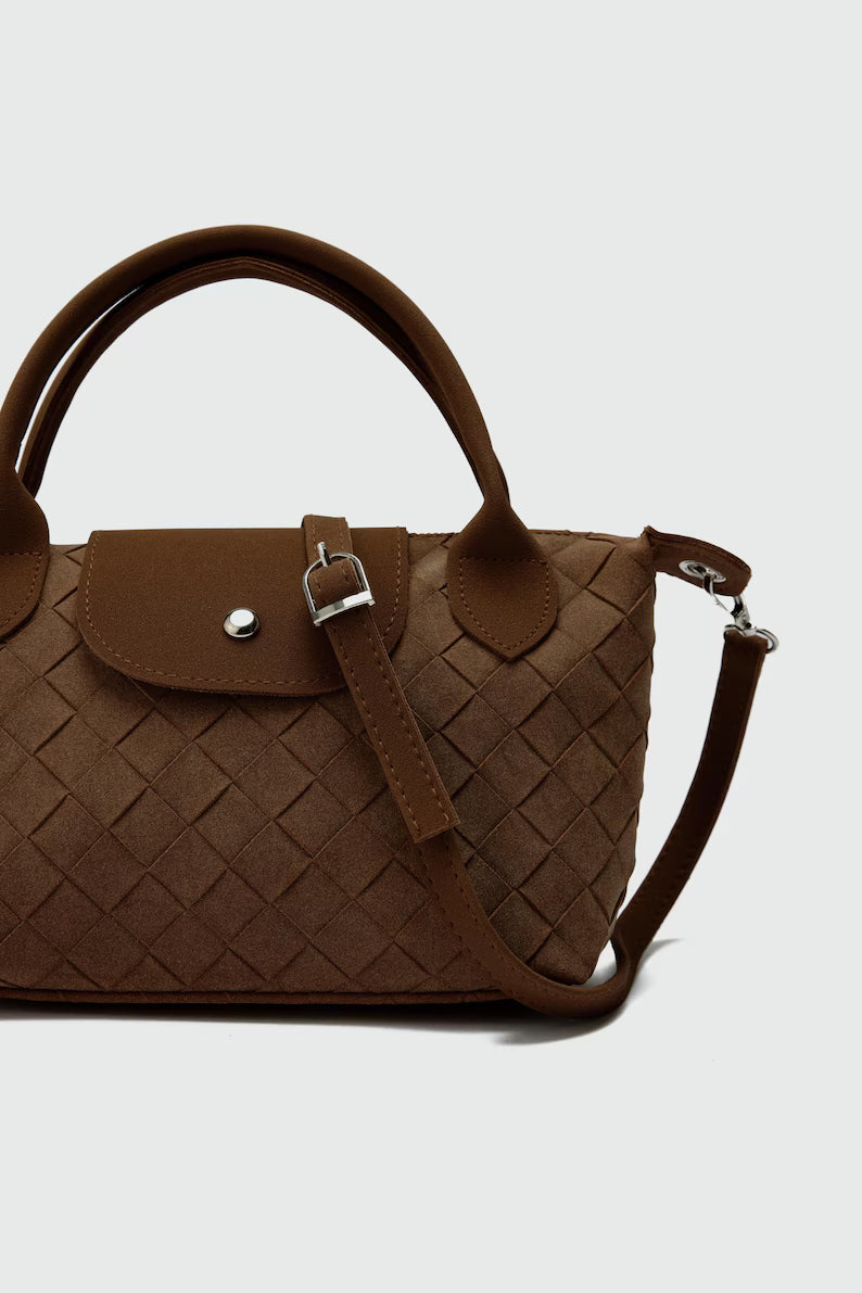Minimal Woven Suede Everyday Crossbody