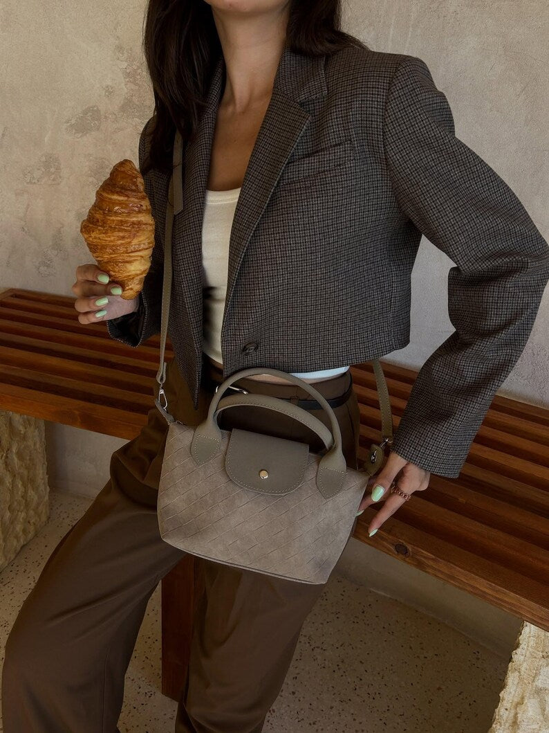 Minimal Woven Suede Everyday Crossbody