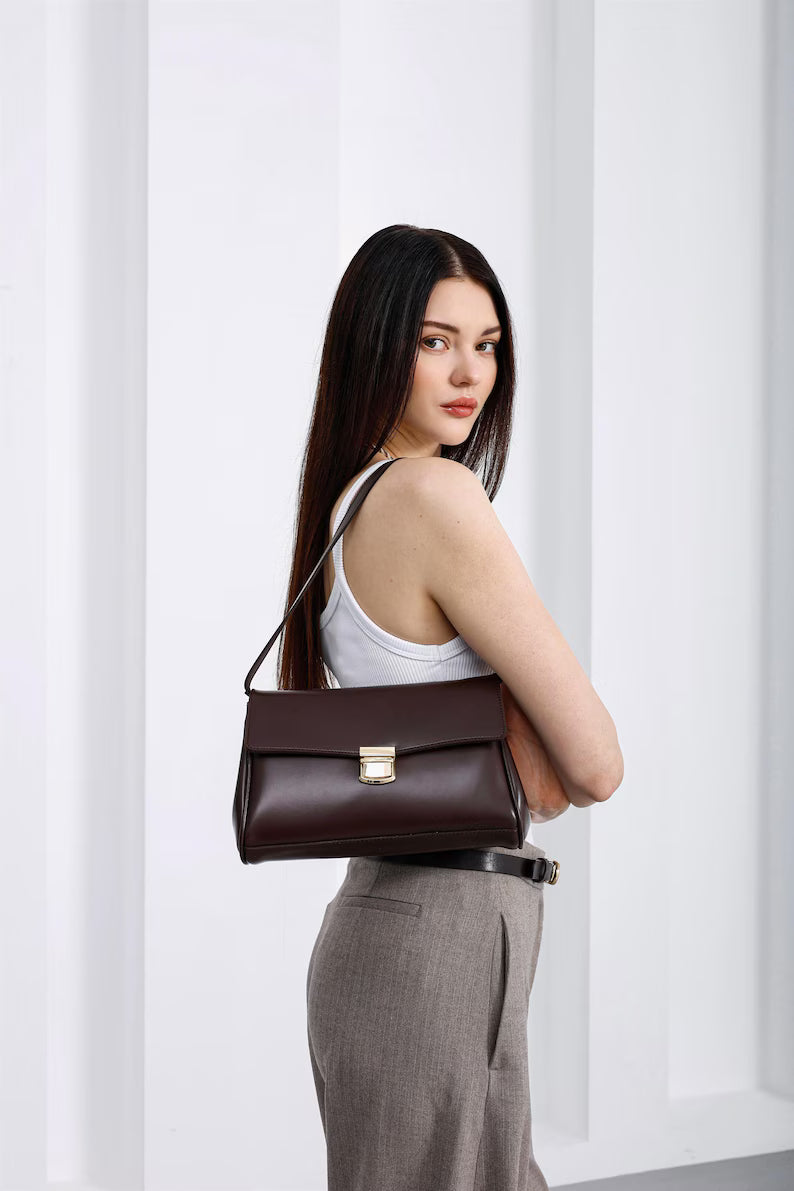 Minimalist Vegan Leather Shoulder Bag
