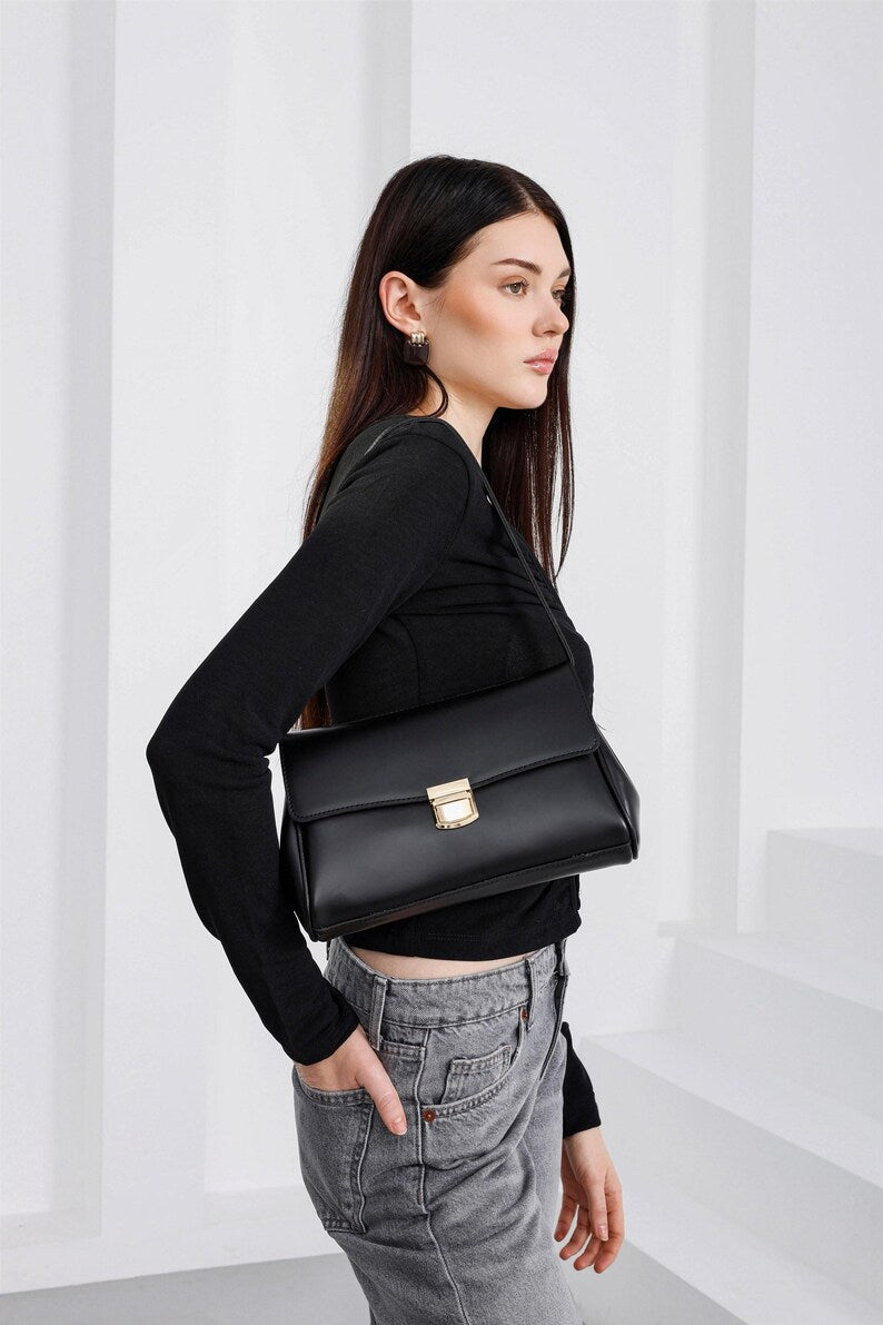 Minimalist Vegan Leather Shoulder Bag