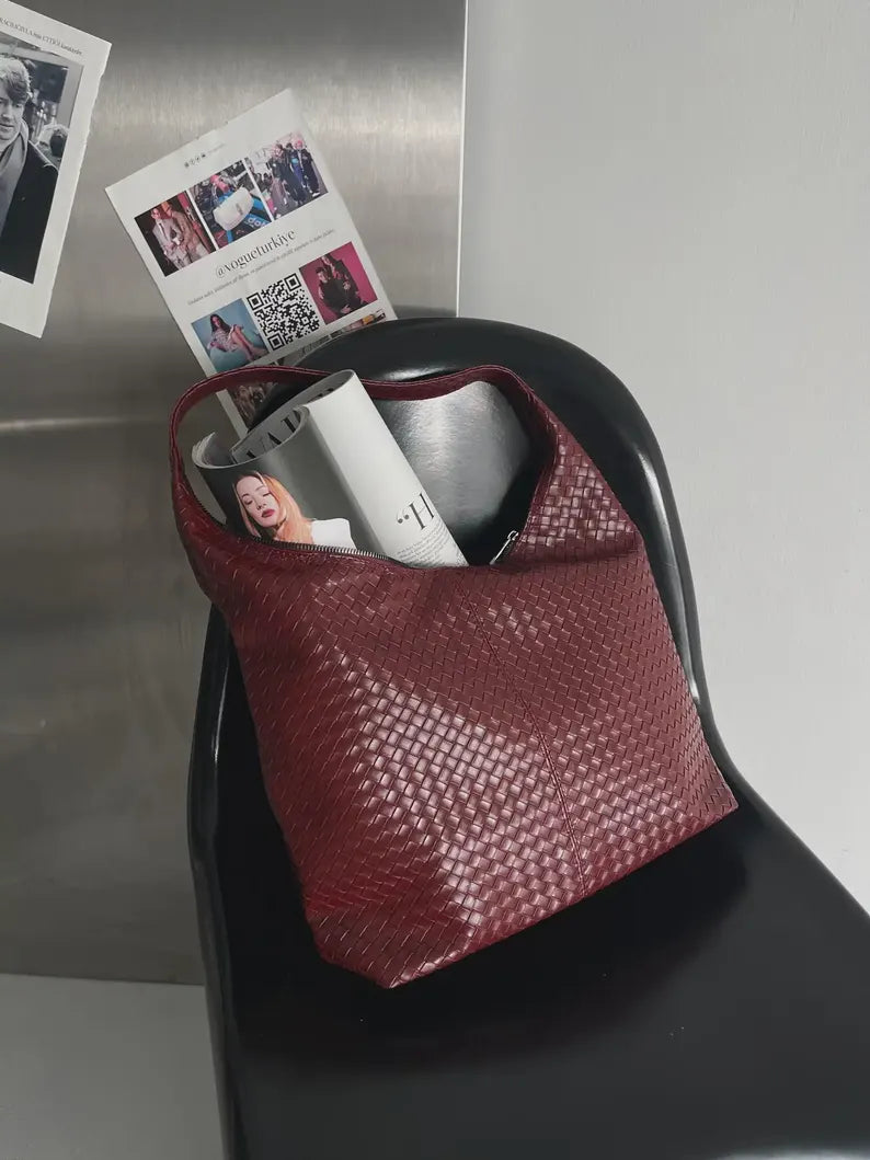 Oversized Vegan Leather Hobo Shoulder Bag