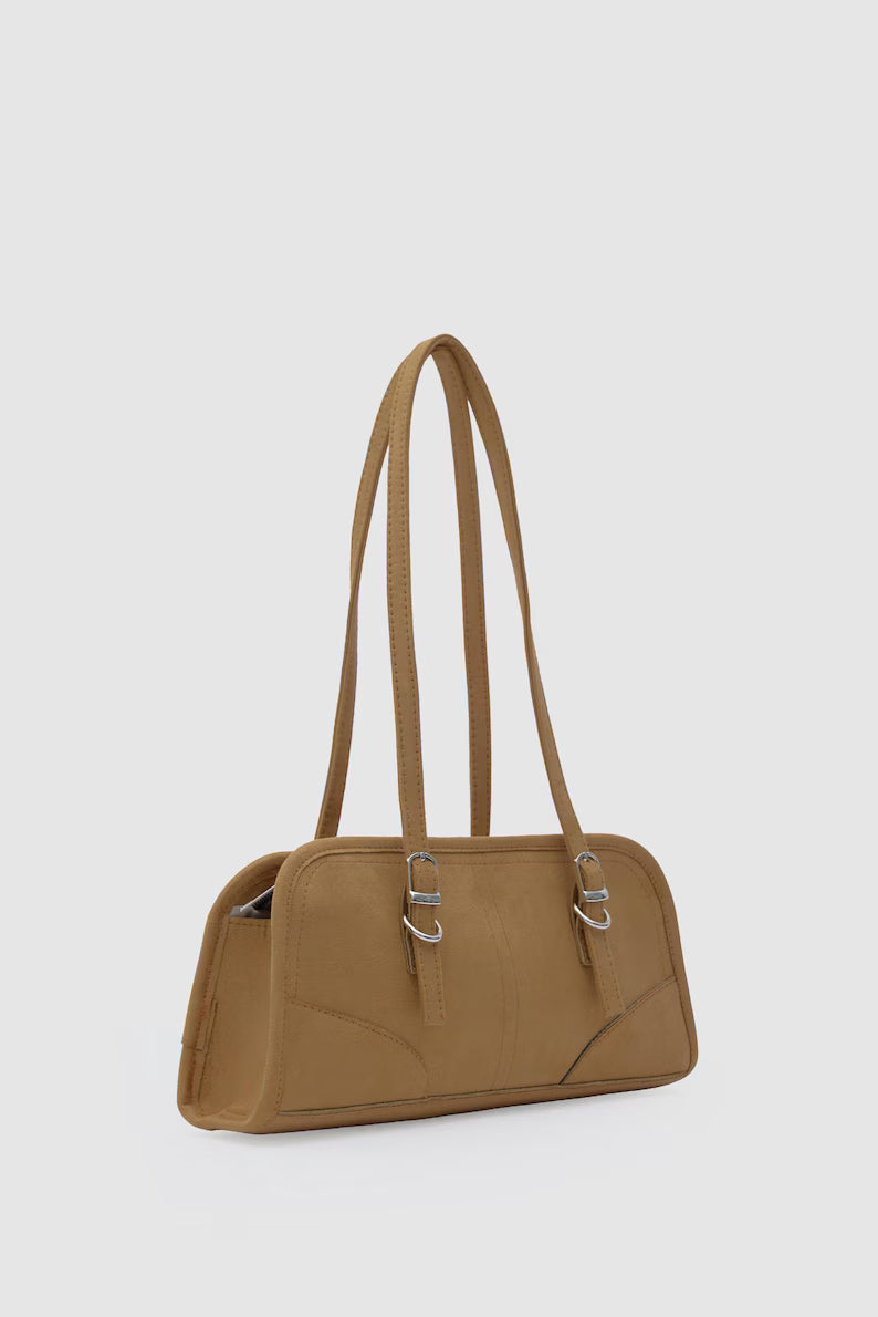 Vegan Suede Baguette Shoulder Bag