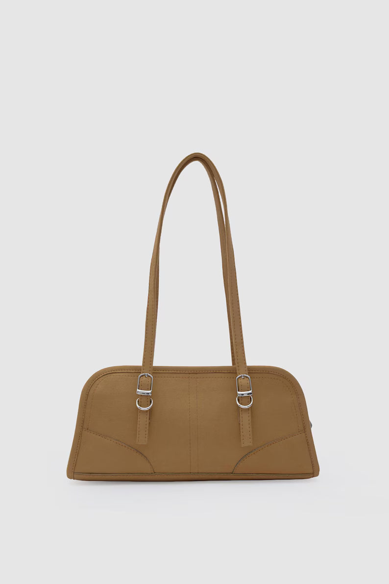 Vegan Suede Baguette Shoulder Bag