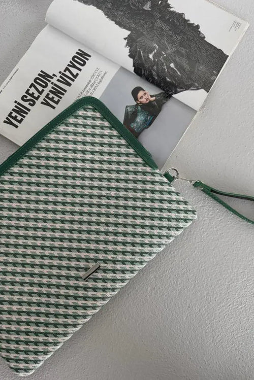 Green Monogram Laptop Portfolio 13–14”