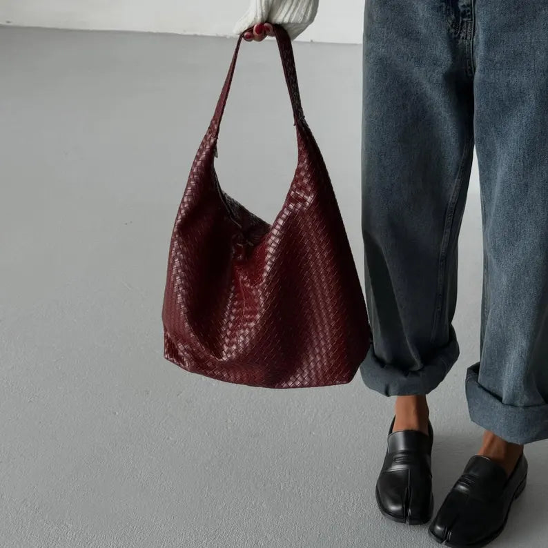 Oversized Vegan Leather Hobo Shoulder Bag
